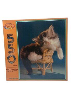 NEW Vintage 1988 Ceaco 550 Pc Jigsaw Puzzle Sleeping Kitten Cat Nap